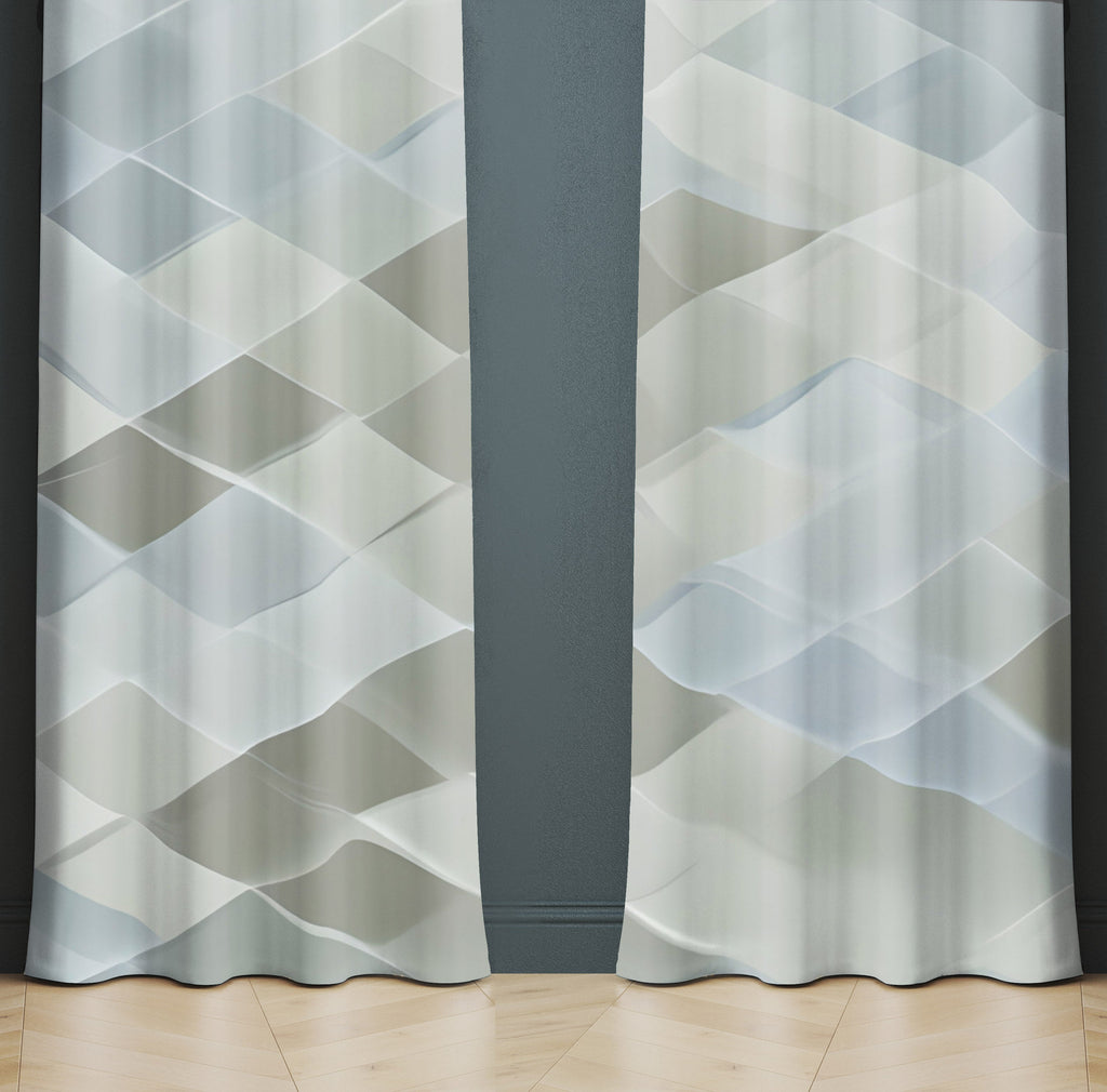Abstract Window Curtain - Sea Glass Mermaid Scales - Deja Blue Studios