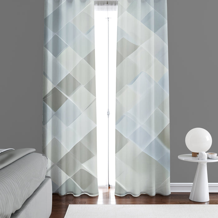 Abstract Window Curtain - Sea Glass Mermaid Scales - Deja Blue Studios