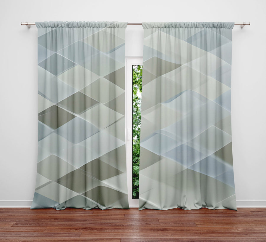 Abstract Window Curtain - Sea Glass Mermaid Scales - Deja Blue Studios