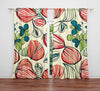 Floral Window Curtain - Minimalist Red Peony Pattern - Deja Blue Studios