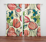 Floral Window Curtain - Minimalist Red Peony Pattern - Deja Blue Studios