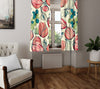 Floral Window Curtain - Minimalist Red Peony Pattern - Deja Blue Studios