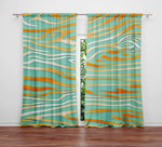 Abstract Window Curtain - Teal and Orange Wavy Stripes - Deja Blue Studios