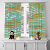 Abstract Window Curtain - Teal and Orange Wavy Stripes - Deja Blue Studios