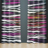 Striped Window Curtain - Grungy Horizontal Purple and Gray Stripes - Deja Blue Studios