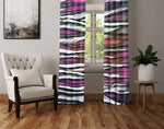 Striped Window Curtain - Grungy Horizontal Purple and Gray Stripes - Deja Blue Studios