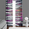 Striped Window Curtain - Grungy Horizontal Purple and Gray Stripes - Deja Blue Studios