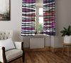 Striped Window Curtain - Grungy Horizontal Purple and Gray Stripes - Deja Blue Studios