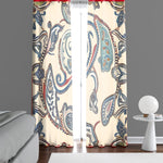 Paisley Window Curtain - Swirly Blue and Red Paisley Print - Deja Blue Studios