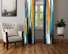 Abstract Window Curtain - Orange and Blue Paint Stripes - Deja Blue Studios