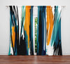 Abstract Window Curtain - Orange and Blue Paint Stripes - Deja Blue Studios