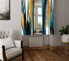 Abstract Window Curtain - Orange and Blue Paint Stripes - Deja Blue Studios