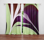 Floral Window Curtain - Abstract Purple and Green Palm Leaf - Deja Blue Studios