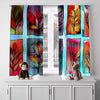 Floral Window Curtain - Pressed Autumn Leaves Stained Glass - Deja Blue Studios