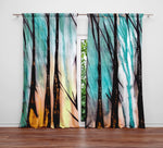 Abstract Window Curtain - Sunrise Watercolor Forest - Deja Blue Studios