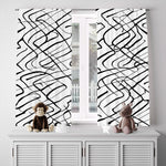 Abstract Window Curtain - Wavy Black and White Stripes - Deja Blue Studios