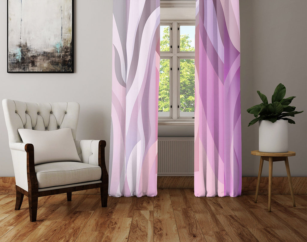 Abstract Window Curtain - Pink and Purple Wavy Trees - Deja Blue Studios