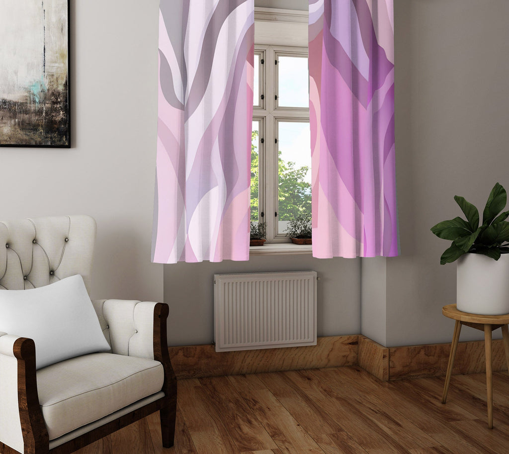 Abstract Window Curtain - Pink and Purple Wavy Trees - Deja Blue Studios