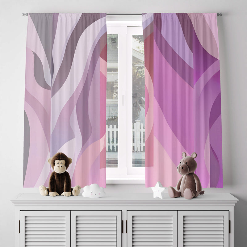 Abstract Window Curtain - Pink and Purple Wavy Trees - Deja Blue Studios