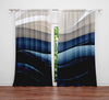 Abstract Window Curtain - Tan and Blue Midnight Sand Dunes - Deja Blue Studios