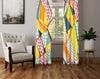 Abstract Window Curtain - Red and Blue Geometric Shapes and Dots - Deja Blue Studios