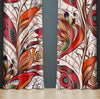 Floral Window Curtain - Orange and Green Abstract Paisley Leaves - Deja Blue Studios