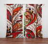 Floral Window Curtain - Orange and Green Abstract Paisley Leaves - Deja Blue Studios