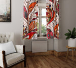 Floral Window Curtain - Orange and Green Abstract Paisley Leaves - Deja Blue Studios