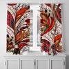 Floral Window Curtain - Orange and Green Abstract Paisley Leaves - Deja Blue Studios