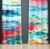 Abstract Window Curtain - Red and Blue Sunrise Ocean Water - Deja Blue Studios