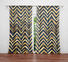 Chevron Window Curtain - Blue and Gold Abstract Stripes - Deja Blue Studios