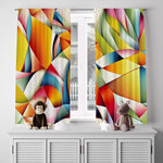 Abstract Window Curtain - Brightly Colored Kaleidoscope Print - Deja Blue Studios