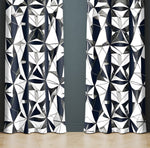 Abstract Window Curtain - Fractured Black and White Geometric Shapes - Deja Blue Studios