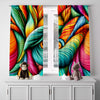 Abstract Window Curtain - Rainbow Swirly Sunrise Leaf Pattern - Deja Blue Studios