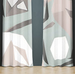 Geometric Window Curtain - Grayscale Minimalist Kaleidoscope Pattern - Deja Blue Studios