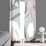 Geometric Window Curtain - Grayscale Minimalist Kaleidoscope Pattern - Deja Blue Studios
