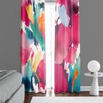 Abstract Window Curtain - Pink and Blue Faux Alcohol Ink Splatters - Deja Blue Studios