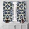Geometric Window Curtain - Gray and Blue Kaleidoscope Pattern - Deja Blue Studios