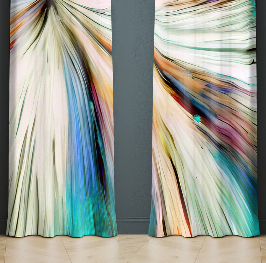 Abstract Window Curtain - Rainbow Watercolor Explosion - Deja Blue Studios