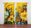 Floral Window Curtain - Van Gogh Inspired Yellow Flowers - Deja Blue Studios