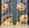 Floral Window Curtains - Blue and Orange Watercolor Peonies - Deja Blue Studios