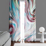 Abstract Window Curtain - Blue and Red Painted Swirls - Deja Blue Studios