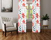 Floral Window Curtain - Orange and Gray Ivy Daisies - Deja Blue Studios