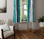 Striped Window Curtain - Blue and Green Abstract Striped Chevron - Deja Blue Studios