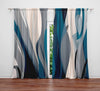 Abstract Window Curtain - Teal and Beige Beachy Ocean Waves - Deja Blue Studios