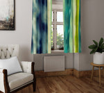 Striped Window Curtain - Green Abstract Stripes - Deja Blue Studios