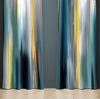 Abstract Window Curtain - Blue and Yellow Foggy Nightime Cityscape - Deja Blue Studios