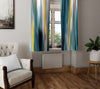 Abstract Window Curtain - Blue and Yellow Foggy Nightime Cityscape - Deja Blue Studios