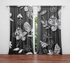 Floral Window Curtain - Abstract Gray Steampunk Florals - Deja Blue Studios