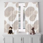Abstract Window Curtain - Beige Minimalistic Striped Lily Pads - Deja Blue Studios